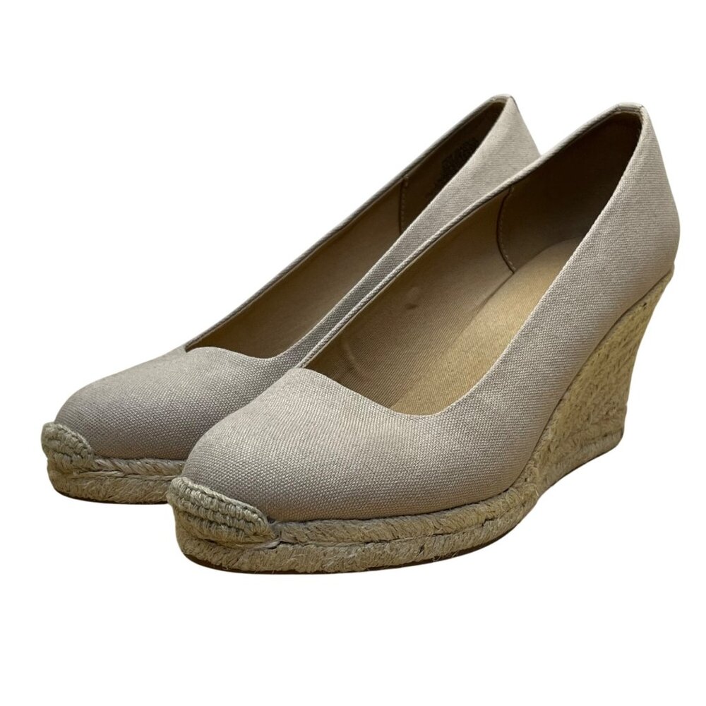 J Crew Women’s Grey Flax Canvas Espadrille Wedge Shoes Size 7 - Picture 3 of 10